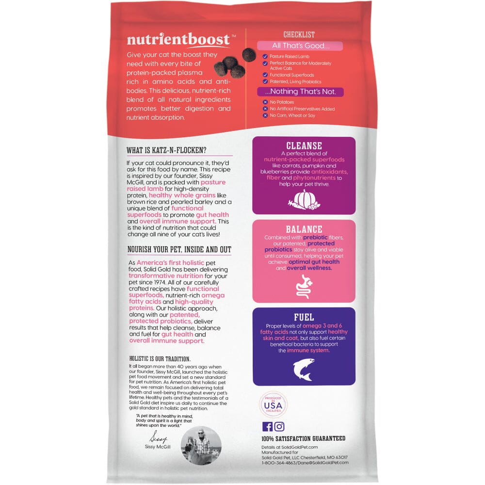 Solid Gold NutrientBoost Katz-N-Flocken with Lamb, Brown Rice & Pearled Barley Dry Cat Food - Image 6