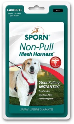 Sporn ASPCA No-Pulling Mesh Dog Harness - Black - Large/X-Large - 17-28" Inch Neck - Size