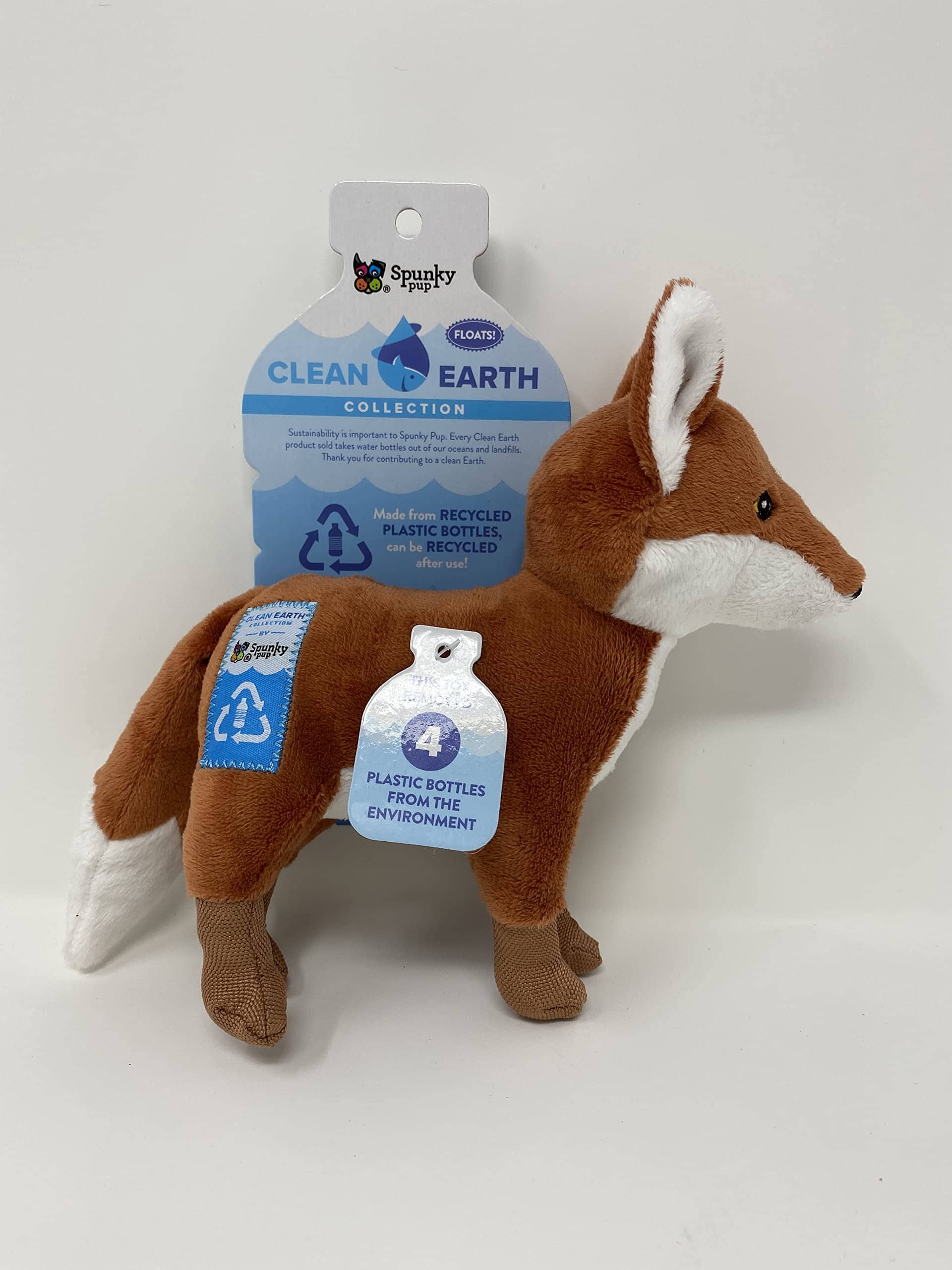 Spunky Pup Clean Earth Collection Fox Squeak and Plush Dog Toy - Small