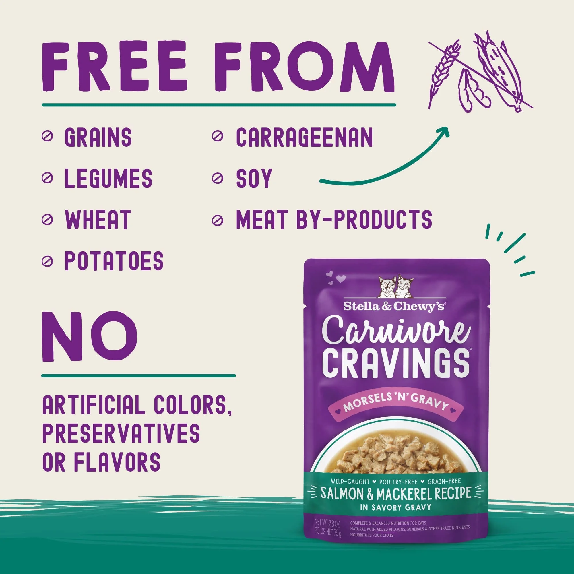 Stella & Chewy's Carnivore Cravings Morsals N' Gravy Salmon and Mackerel Wet Cat Food Pouch - 2.8 Oz - Case of 24 - Image 6