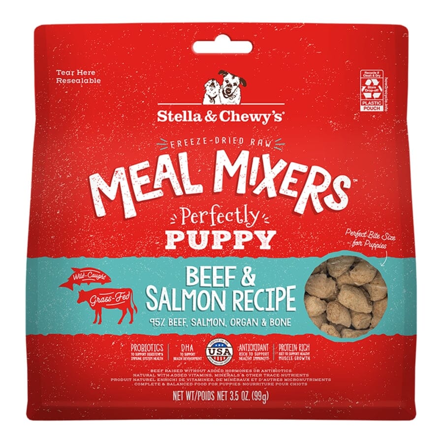 Stella & Chewy's Meal Mixers Grain-Free Beef and Salmon Puppy Formula Freeze-Dried Raw Dog Food or Topper - 3.5 Oz
