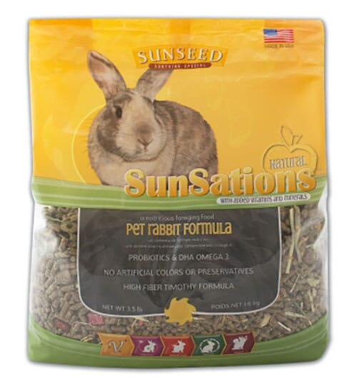 Sunseed SunSations Natural Rabbit Formula with Probiotics and Omega-3 Small Animal Food - 3.5 Lbs
