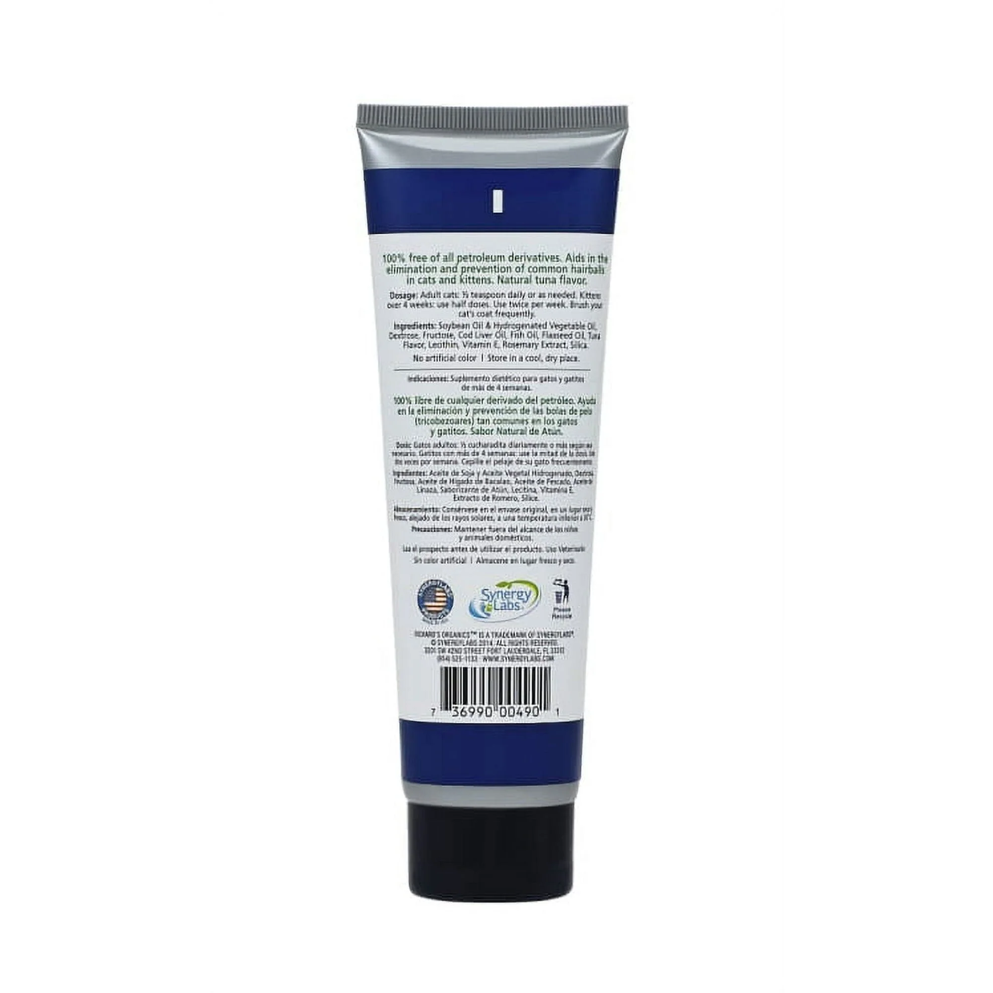 Synergy Labs Richard's Organics Hairball Lubricating Remedy Tuna Flavored Nutrient Paste First-Aid Cat Remedy - 4.25 Oz - Image 2