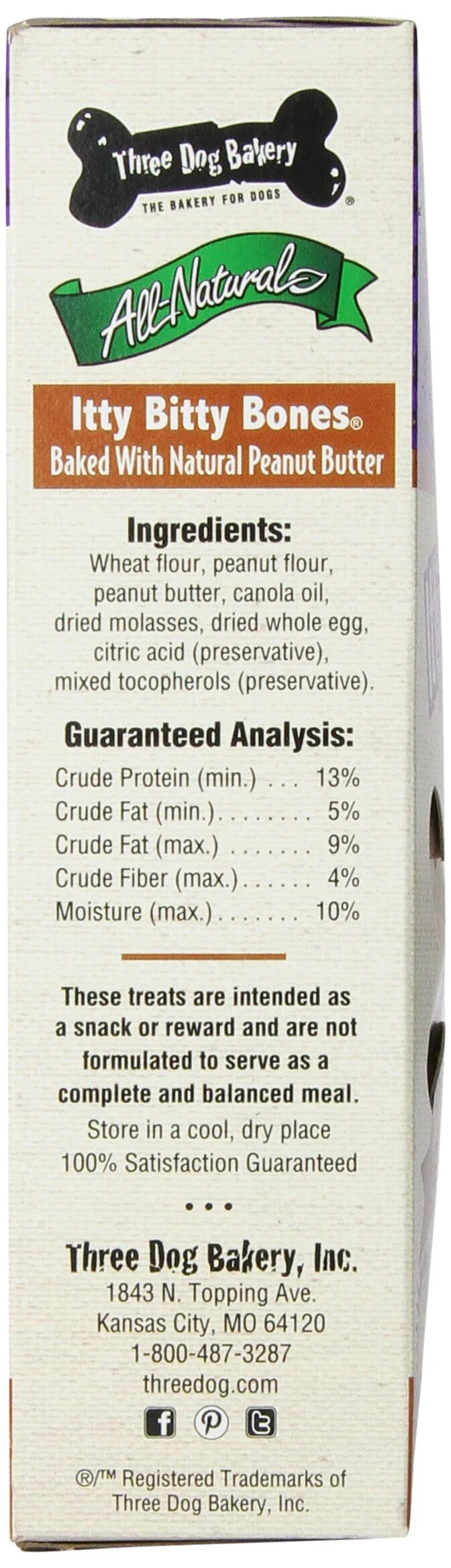 Three Dog Bakery Itty Bitty Bones Peanut Butter Baked Dog Bicuits Treats - 13 Oz - Case of 6 - Image 4