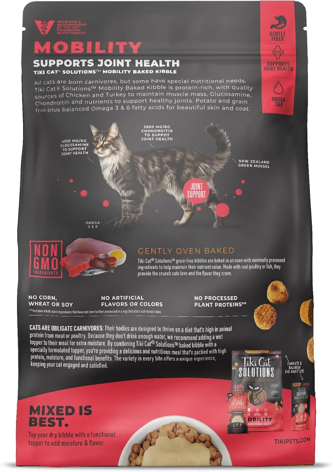 Tiki Cat Solutions Mobility High-Protein Grain-Free Chicken and Turkey Adult Dry Cat Food - 2.8 Lbs - Image 2
