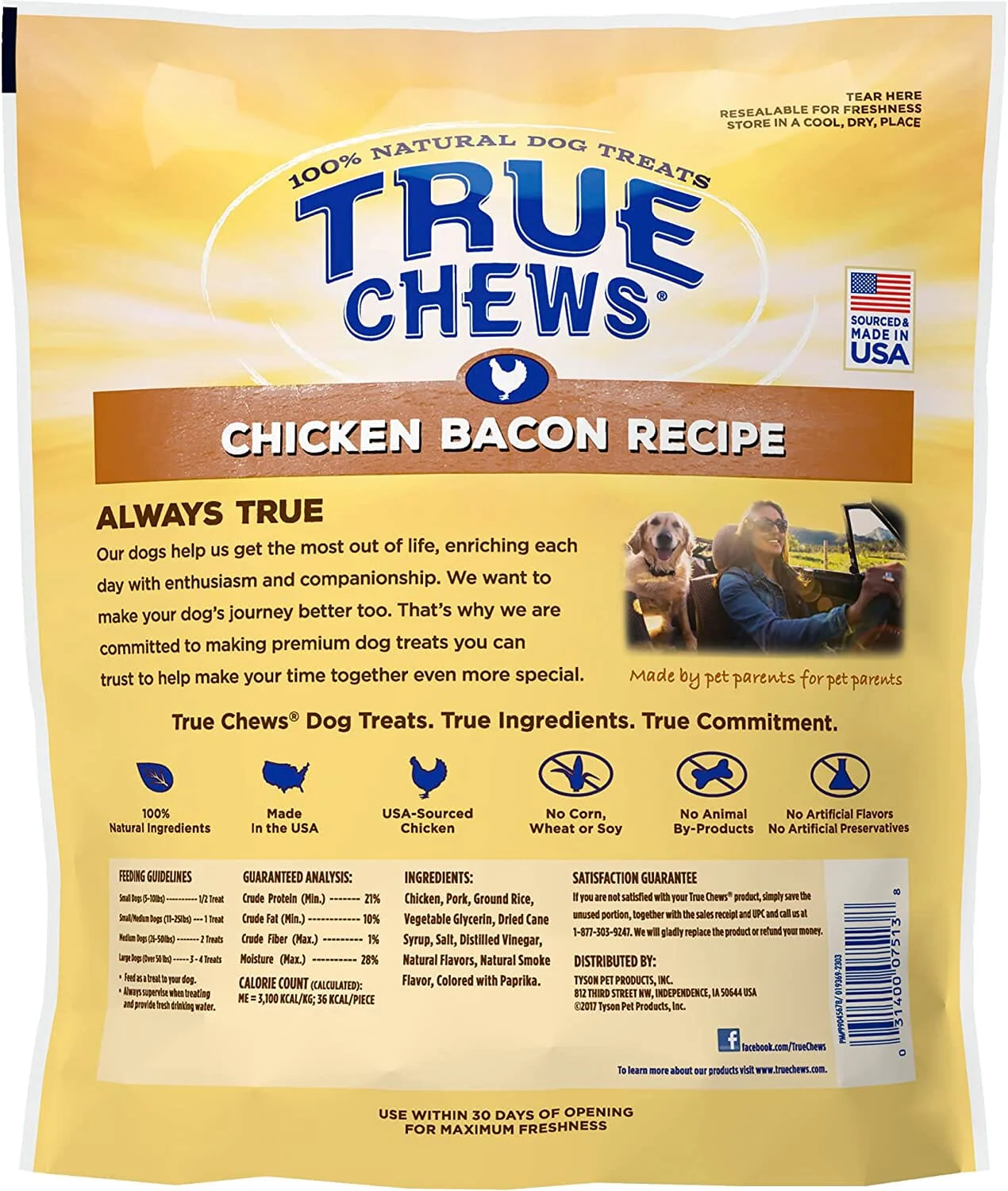 True Chews Premium Recipe Natural Dog Chews - Chicken Bacon - 12 Oz - Image 3