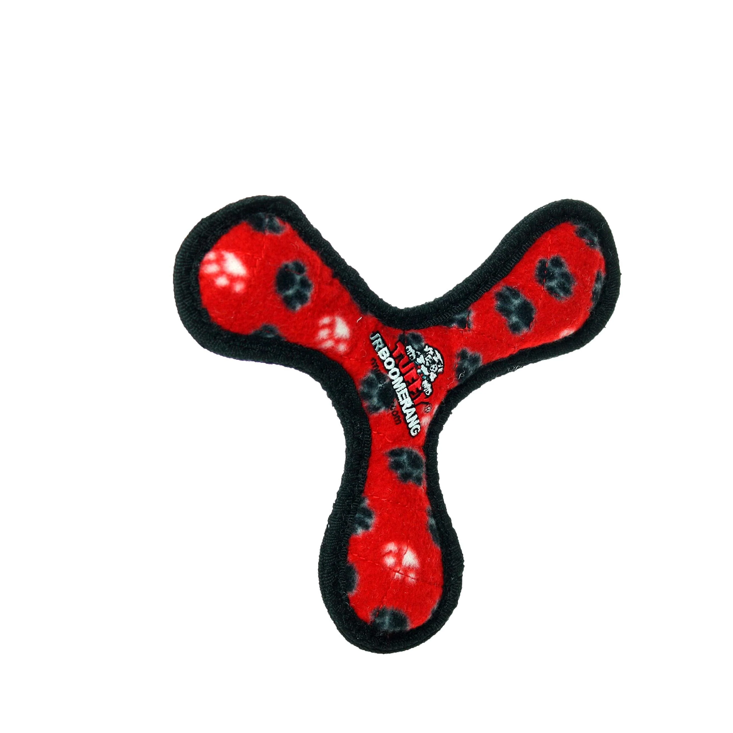 Tuffy's Ultimate Boomerang Paw-Patterned Float and Squeak Nylon and Plush Fetch Dog Toy - Red - Image 5