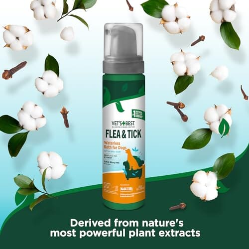 Vet's Best Natural Flea and Tick Cotton Spice Scent Plant-Based Waterless Dog Shampoo Spray - 8 Oz - Image 3