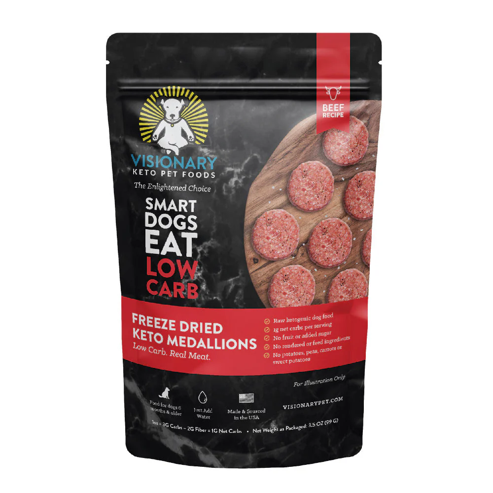 Visionary Pet Beef Recipe Freeze-Dried Medallions Low Carb Keto Dog Food - Image 5
