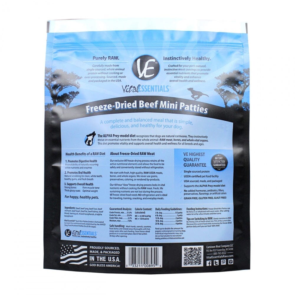 Vital Essentials Freeze Dried Beef Grain Free Mini Patties Entree for Dogs Food - Image 4