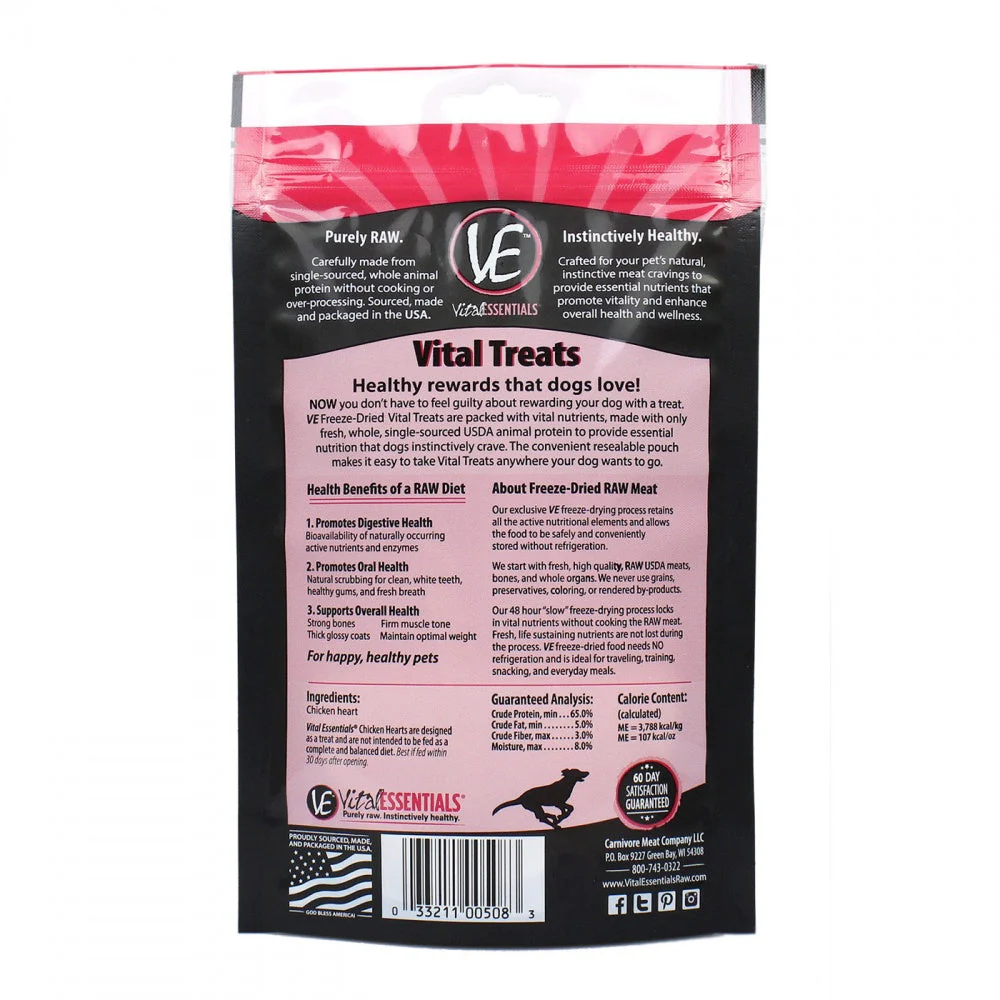 Vital Essentials Freeze Dried Vital Treats Grain Free Chicken Hearts Dog Treats - Image 4