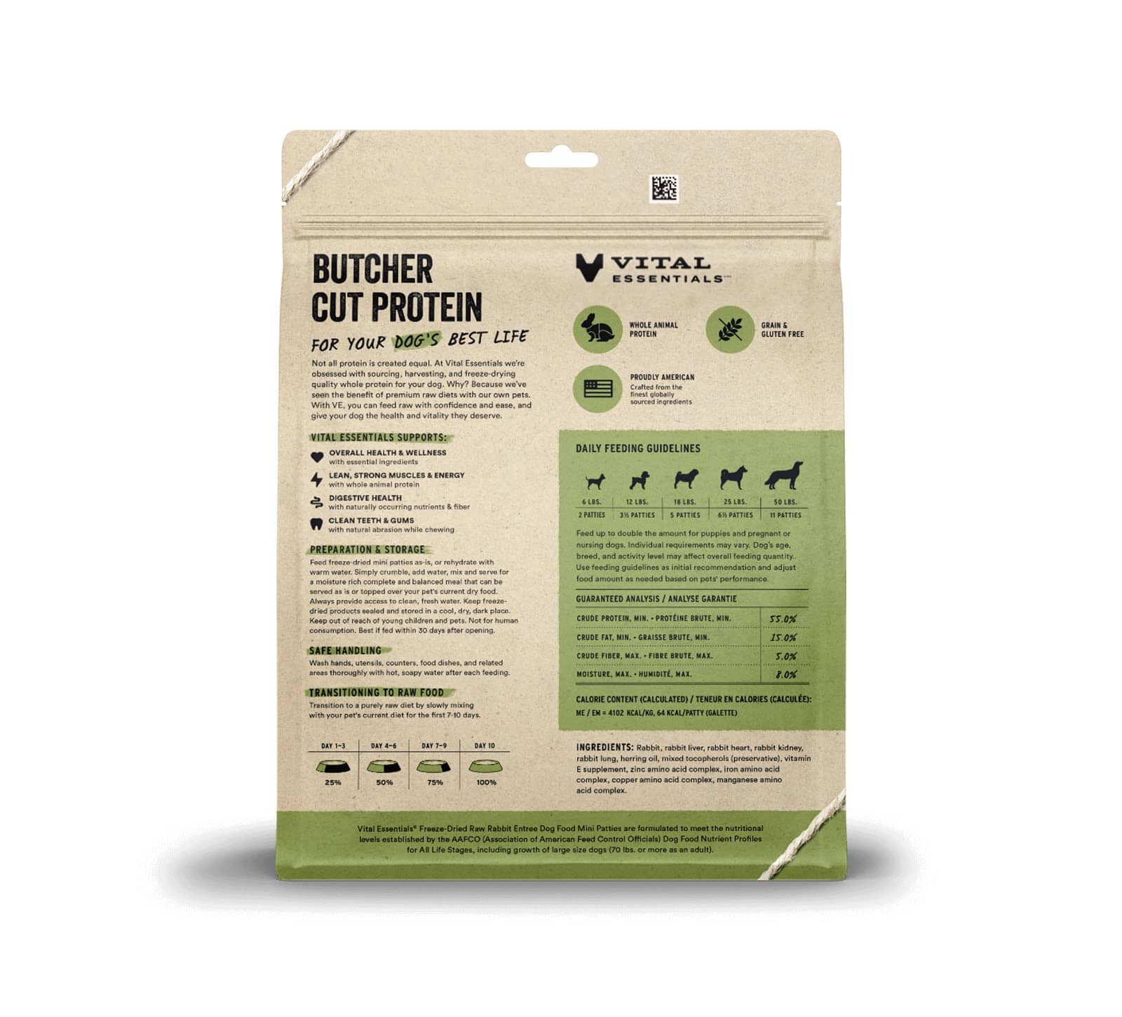 Vital Essential's Grain-Free Rabbit Entrée Mini Patties Freeze-Dried Dog Food - 14 Oz - Image 2