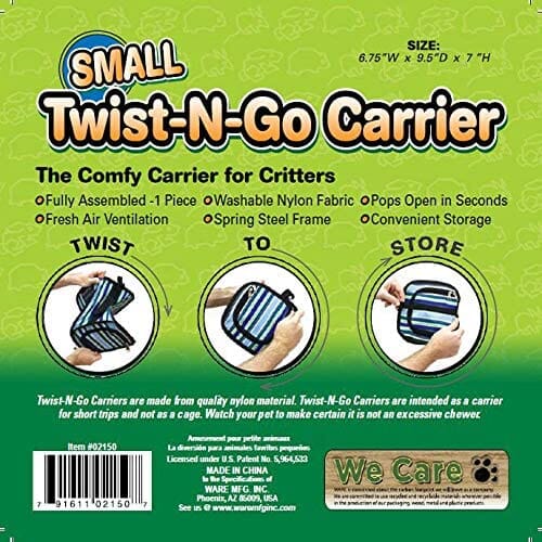 Ware Twist N Go Carrier Small Animal Soft Sided Carrier - Blue - Small - 7 X 9.5 X 7 In - Image 5