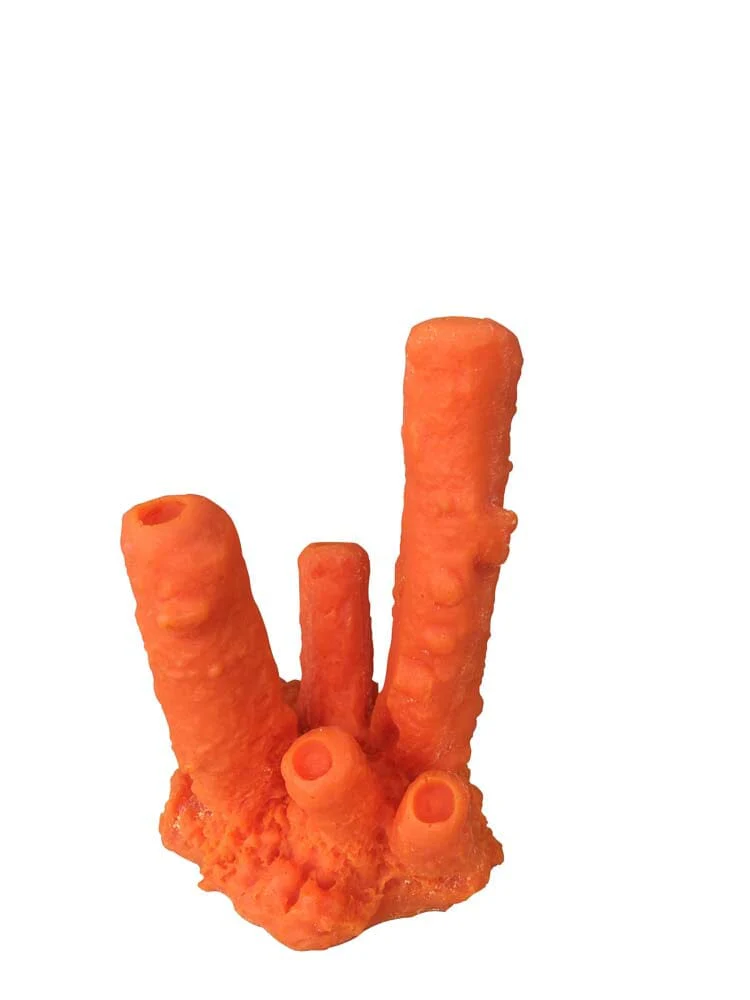 Weco Products South Pacific Coral Tube Sponge Ornament - Orange - Small