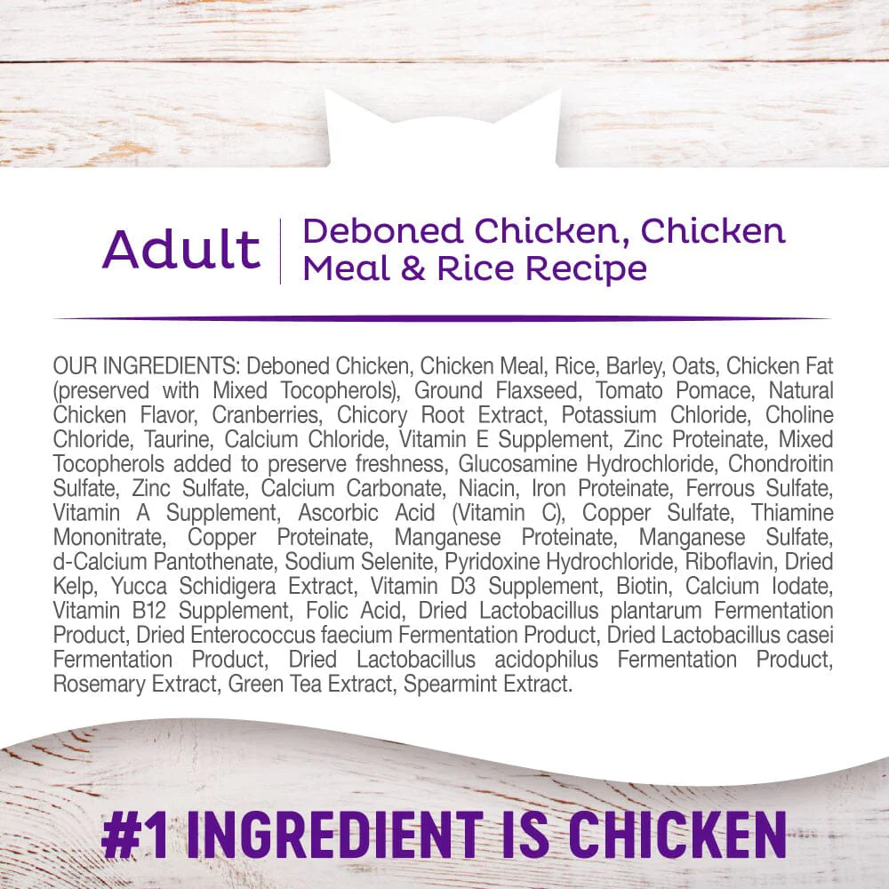 Wellness Complete Health Adult Health Deboned Chicken, Chicken Meal & Rice Recipe Dry Cat Food - Image 7