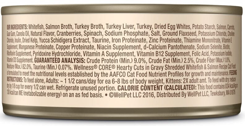 Wellness CORE Natural Grain Free Hearty Cuts White Fish and Salmon Canned Cat Food - Image 2