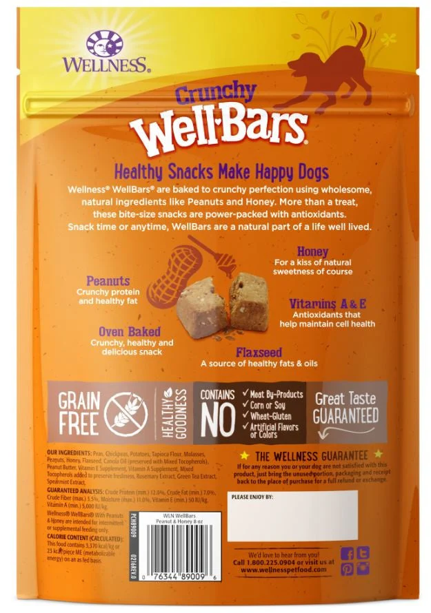 Wellness Natural Grain Free Wellbars Crunchy Peanut and Honey Recipe Dog Treats - Image 2