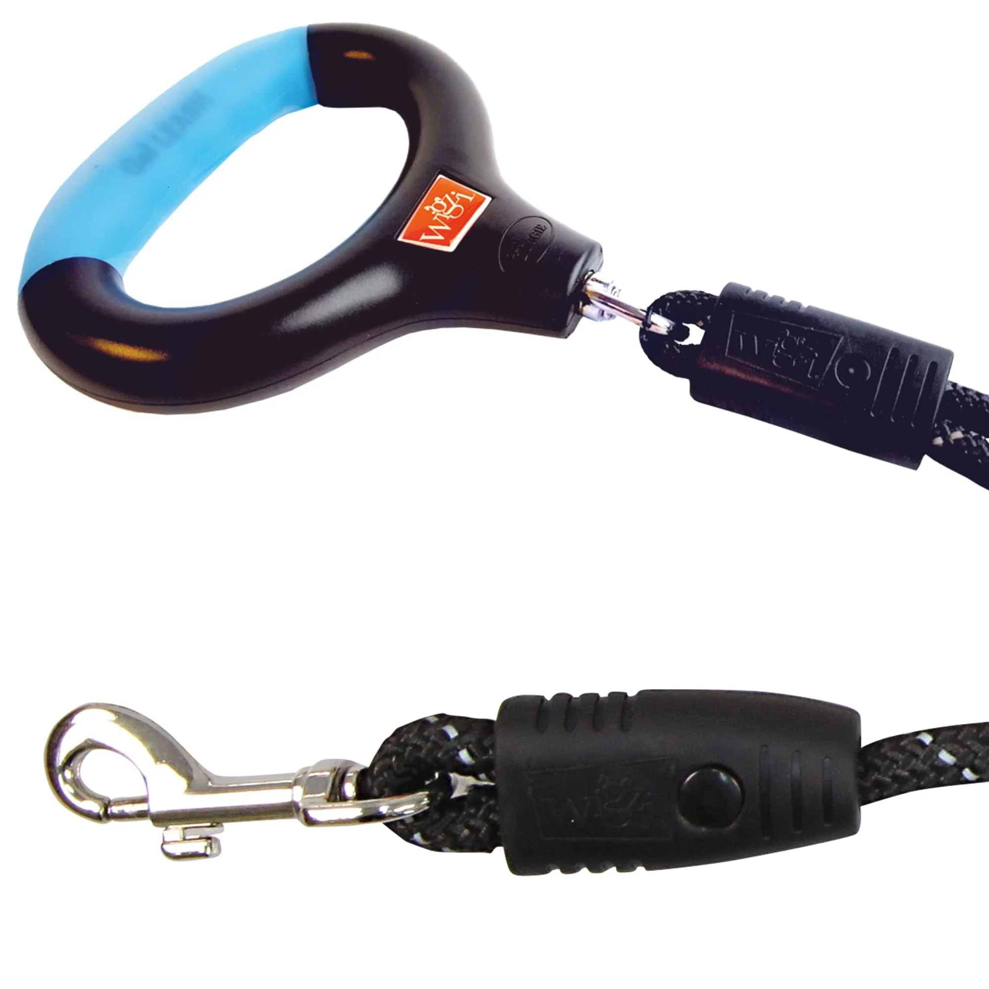 Wigzi Dual-Dog Walking Auto-Untangle Gel Grip Handle and Reflective Swivel Cable Dog Leash - Black and Blue - Small - 4.5 Feet - Image 5