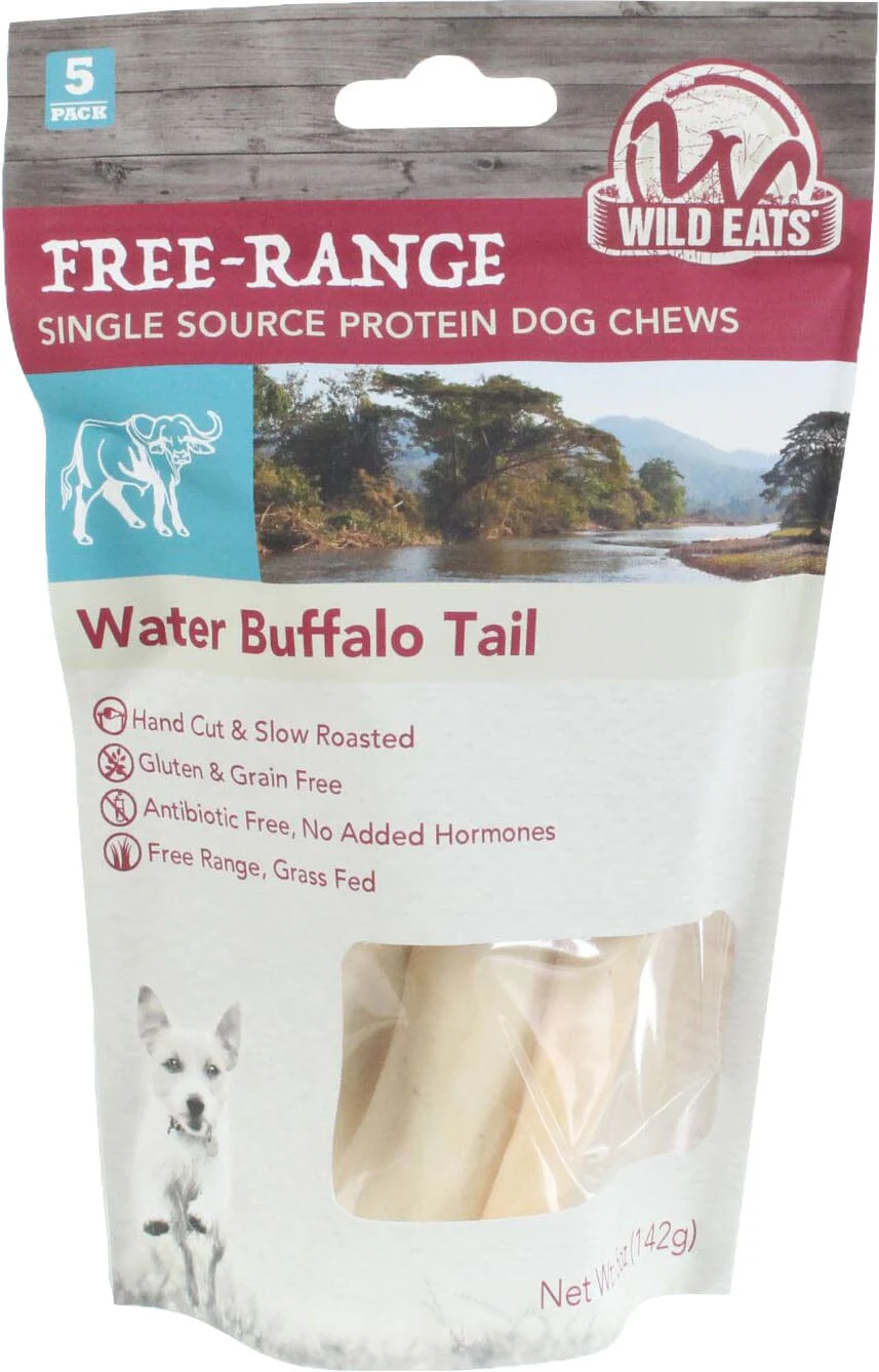 Wild Eats Water Buffalo Tail Dog Chews Natural Dog Chews - Buffalo - 4 - 5 In - 5 Pack