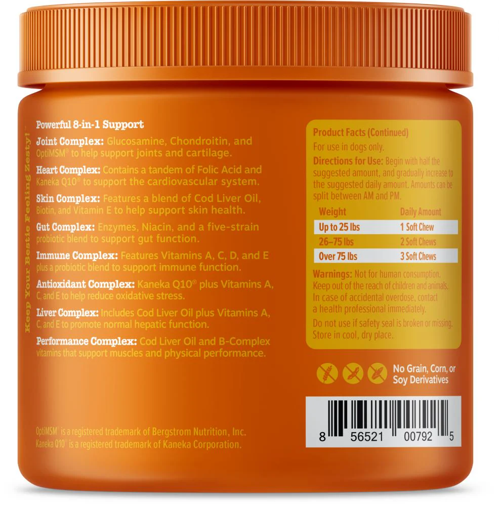 Zesty Paws 8-in-1 Multifunctional Vitamins Glucosamine Chondroitin & Probiotics Peanut Butter Flavor Soft Chews for Dogs - Image 2