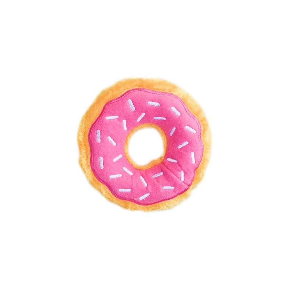 Zippy Paws Donutz Pink Strawberry Glazed with Sprinkles Squeak and Plush Dog Toy - Junior - Small