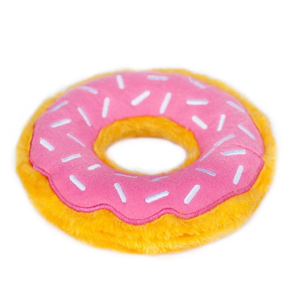 Zippy Paws Donutz Pink Strawberry Glazed with Sprinkles Squeak and Plush Dog Toy - Junior - Small - Image 3