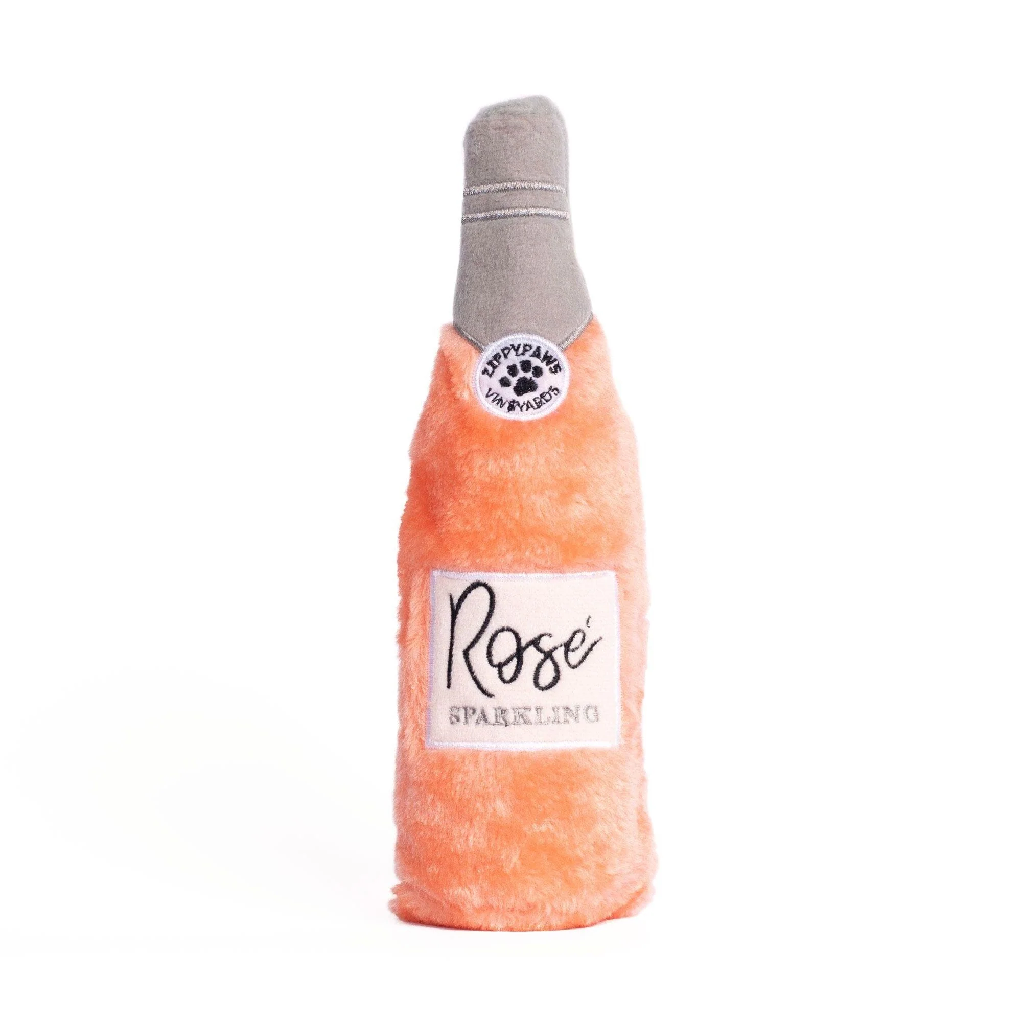 Zippy Paws Happy Hour Crusherz Rose Bottle Squeak and Crackle Plush Dog Toy