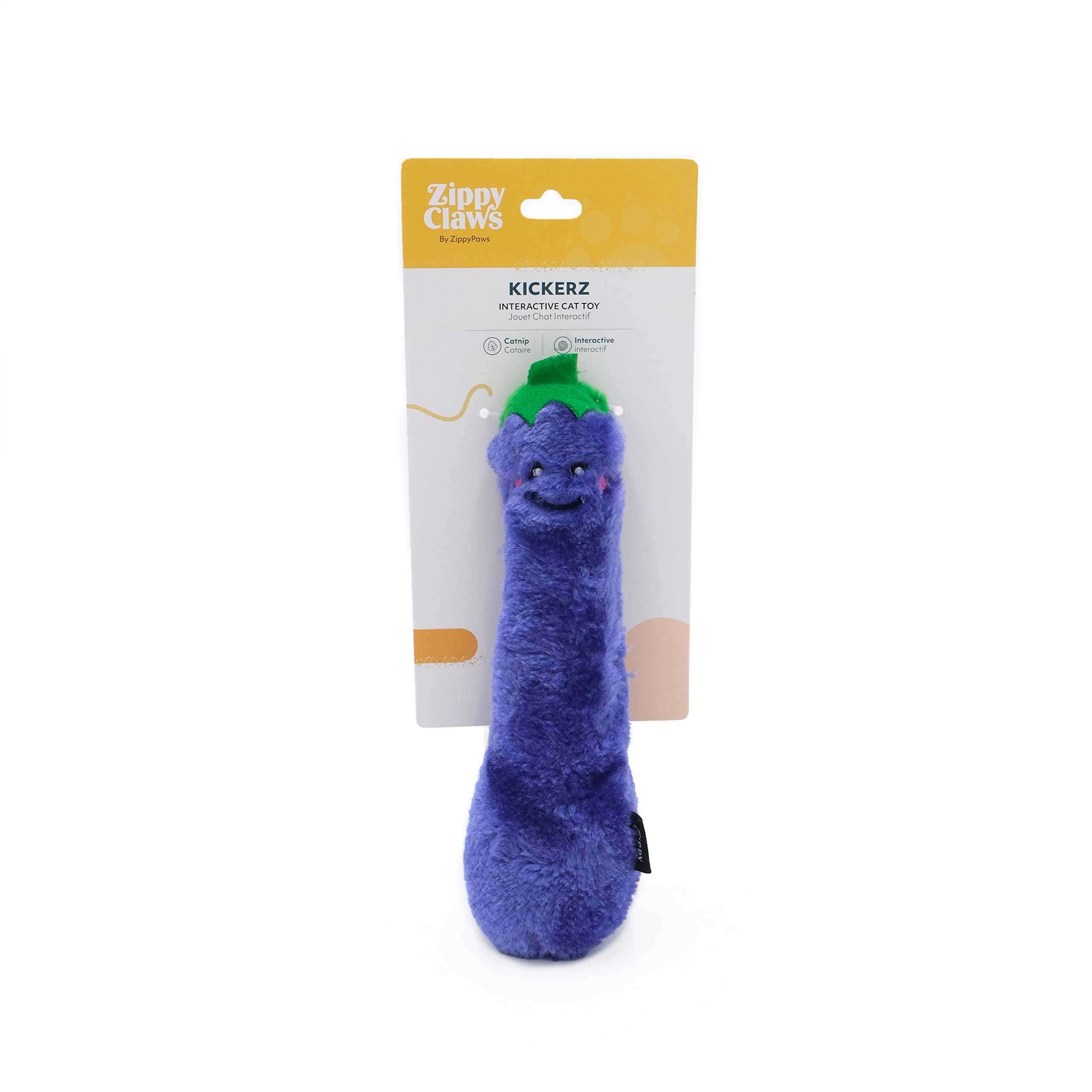 Zippy Paws Kickerz Eggplant Plush Catnip Cat Toy - Small - Image 3