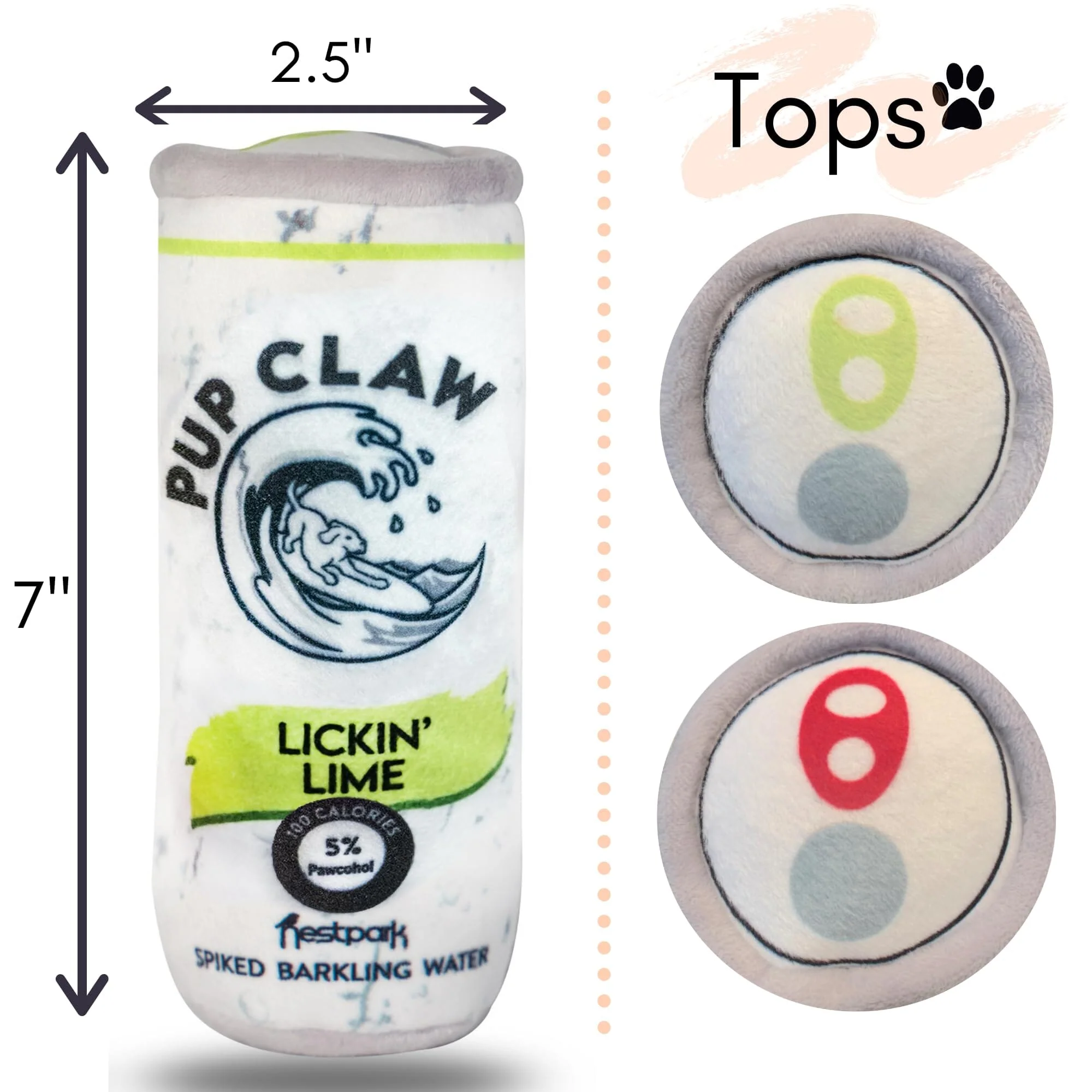 Zippy Paws Squeaky Zippy Claw Hard Seltzer Can Squeak and Plush Dog Toy - Small - Image 5