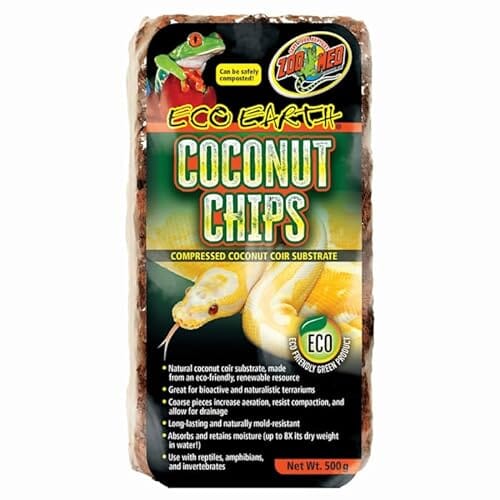 Zoo Med Laboratories Eco Earth Compressed Coconut Chips Snake Substrate Reptile Bedding - 500 Grams - 1 Brick