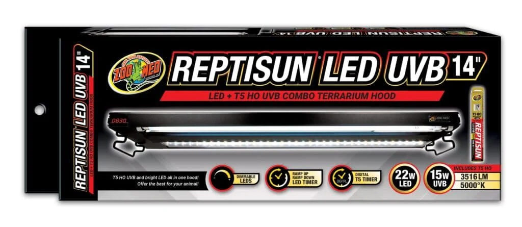 Zoo Med Laboratories ReptiSun T5 and UVB LED Combo Digital Timer Terrarium Light and Hood Fixture - Image 2