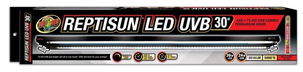 Zoo Med Laboratories ReptiSun T5 and UVB LED Combo Digital Timer Terrarium Light and Hood Fixture - Image 3